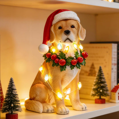 Festive Border Collie Sculpture with Santa Hat - Christmas Decor for Mantels and Tabletops - Ideal Gift for Border Collie Enthusiasts