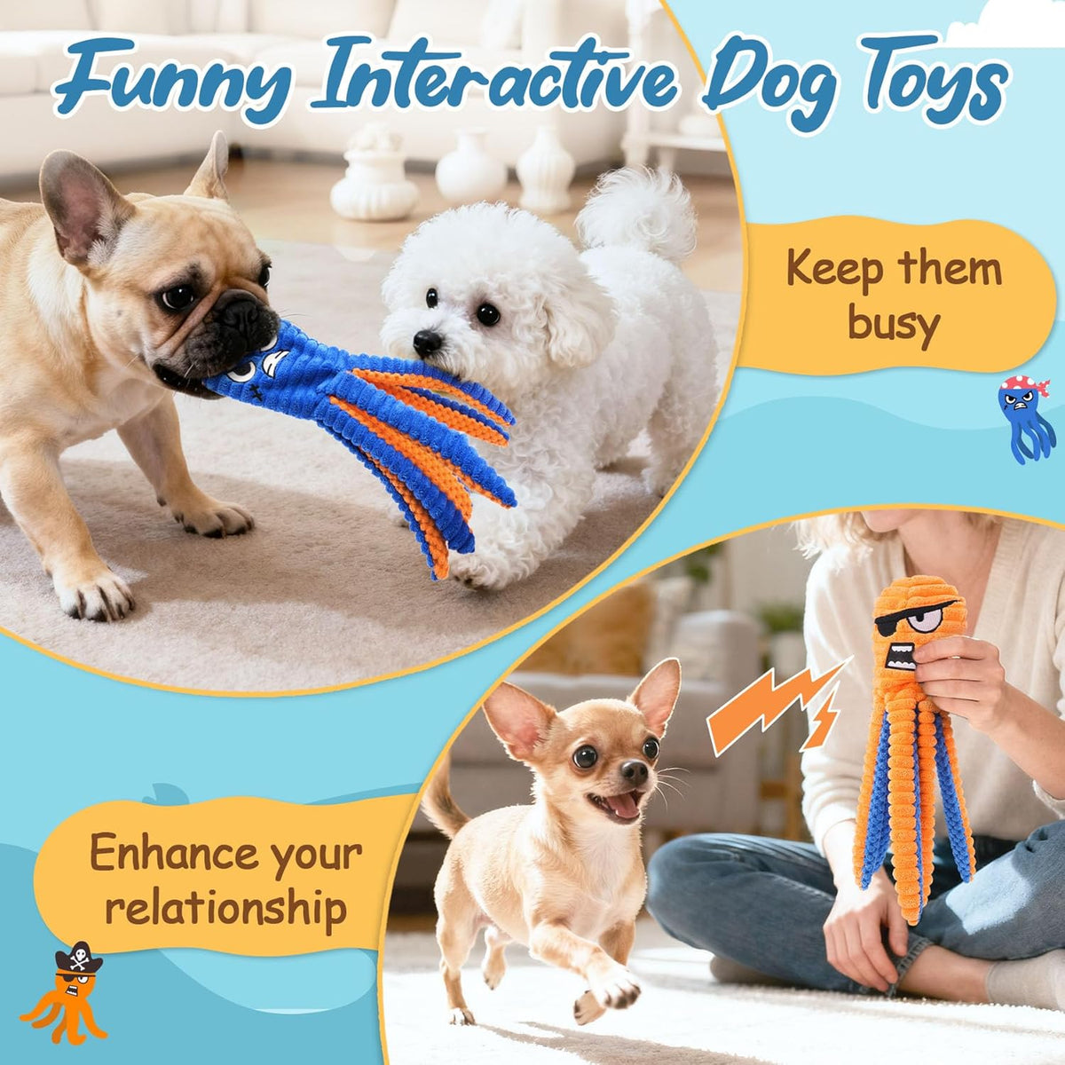 Interactive Dog Toys, 2 Pack No Stuffing Chew Toys for Teething