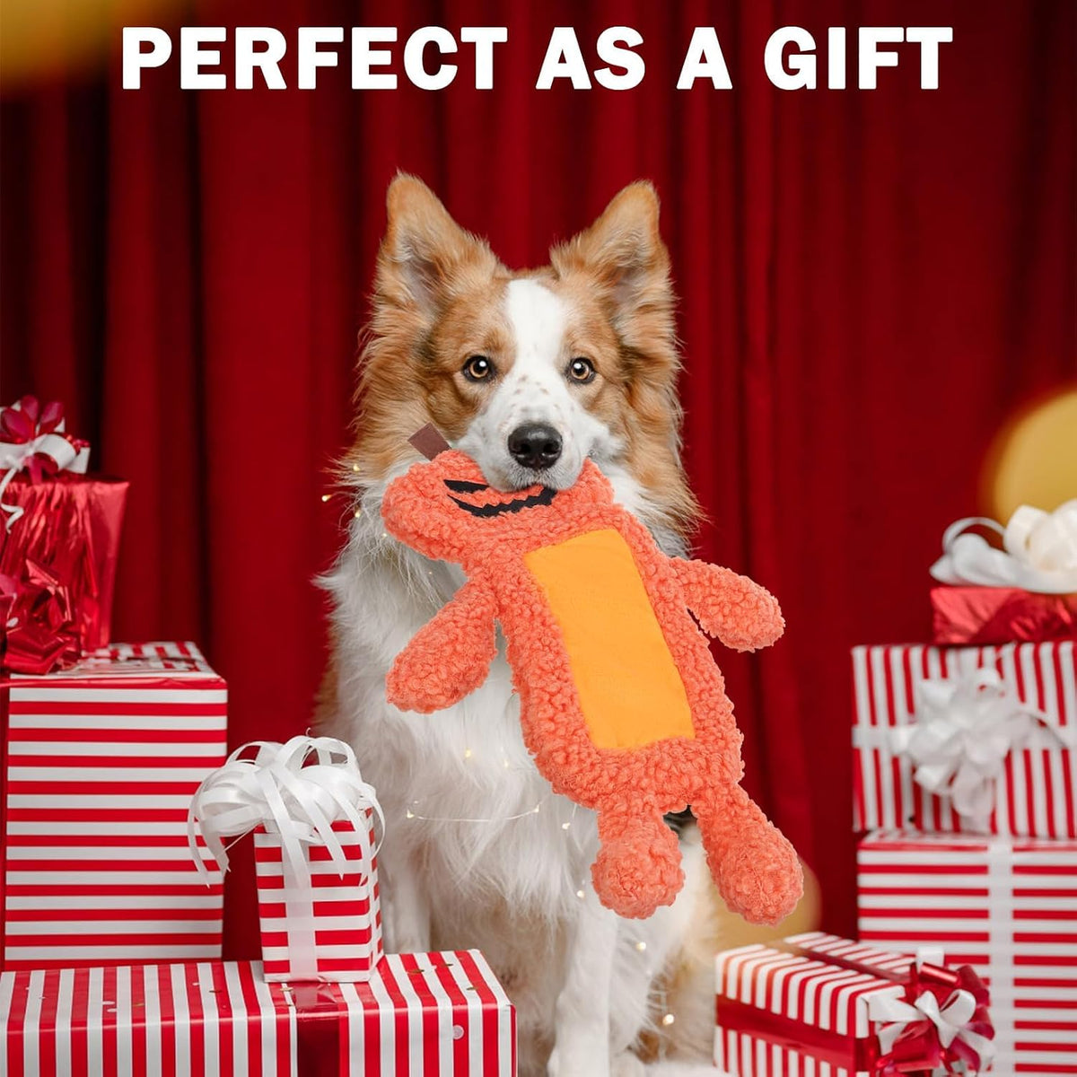 Stuffless Halloween Dog Squeaky Toys for Small Medium Dogs, Crinkle Puppy Chew Toy, 3 Pack Cute Animals Shape Soft Pet Plush Teething Toys(Skeleton & Pumpkin & Bat)