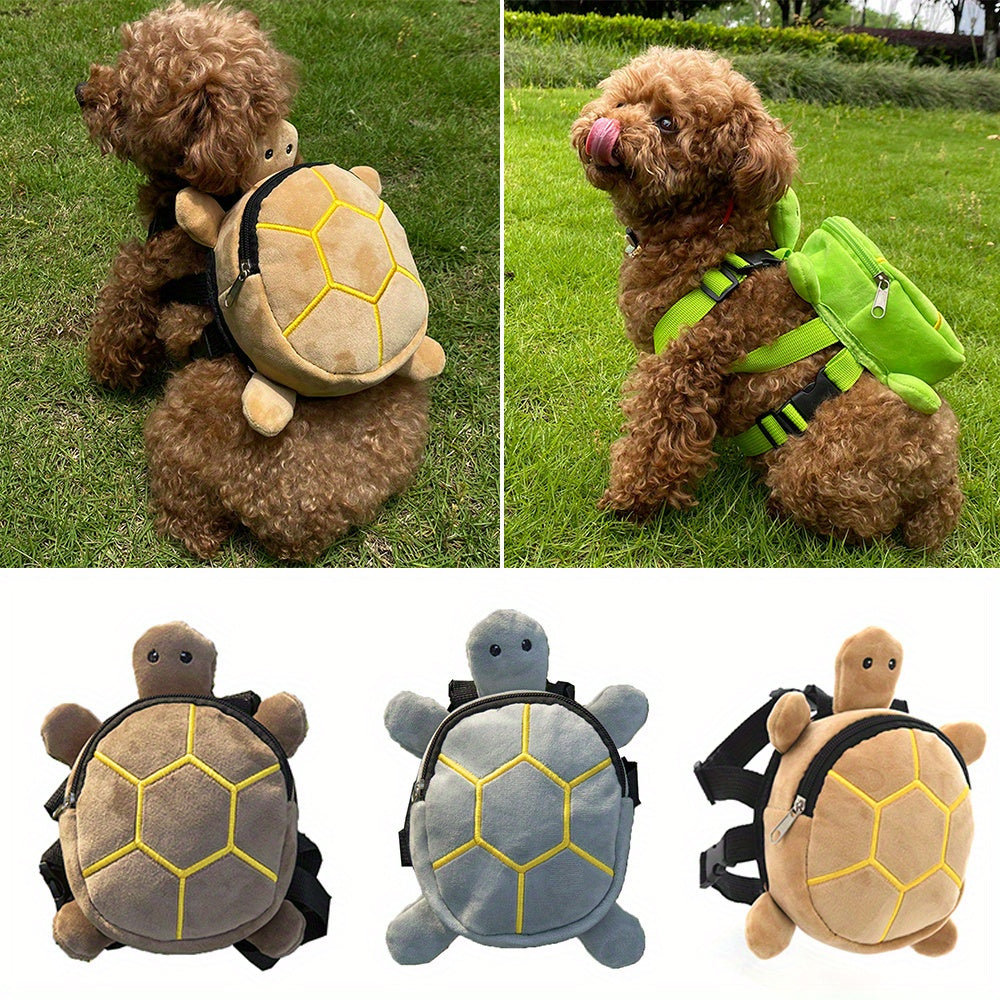 [Cute Dog Backpack Harness] No-Pull Dog Backpack Harness with D-Ring | Cute Turtles Shape Bag for Small Medium Dogs, Adjustable Pet Carrier Backpack for Traveling Camping Hiking, Self Carrier Backpack for Dogs to Wear