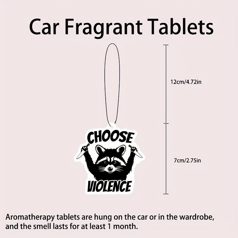 1pc Choose Raccoon Pattern Car Aromatherapy Tablet, Wardrobe Air Freshener, Car Rearview Mirror Decoration, Car Interior Accessories Eid Al-Adha Mubarak