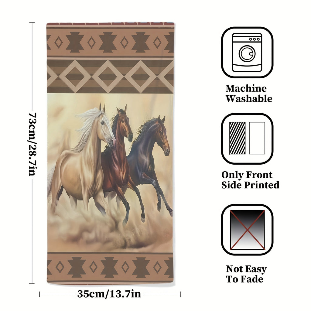 2pcs Soft Horse Pattern Hand Towels, Absorbent Fingertip Towel for Kitchen, Bathroom, Tea Bar, and Home Decor, Great Housewarming Gift