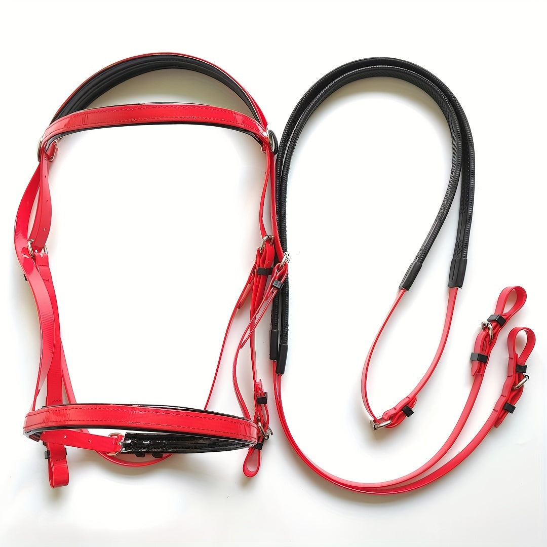 Durable TPU Equestrian Gear Set - Vibrant Colors, Sturdy Halter & Reins with Detachable Nose Cuffs for Horse Lovers