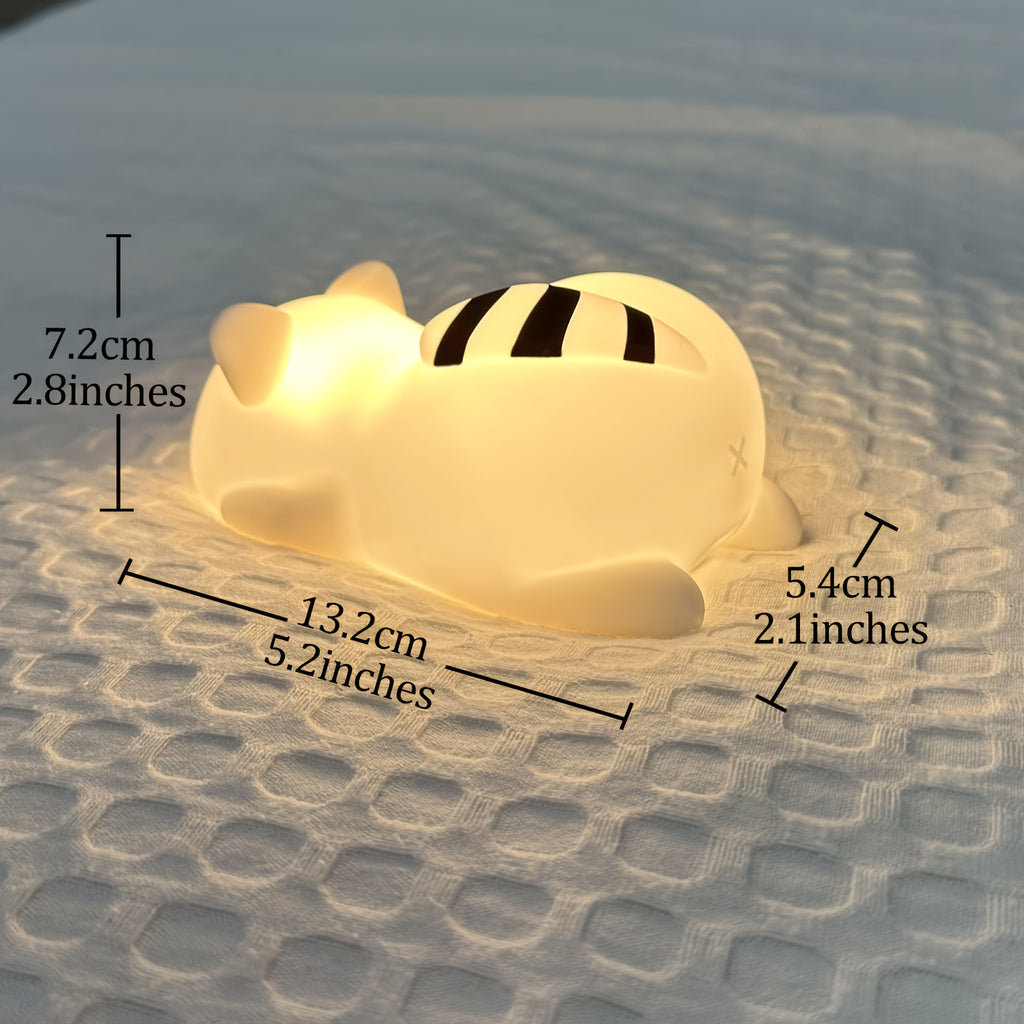 [Cute Raccoon Night Light] Cute Raccoon Night Light For Kids | Dimmable Rechargable Led Lamp Baby Nursery Bedroom Table Desk Lamp | Cool Stuff Fun Kawaii Room Decor Aesthetic Novelty Accessories, Gift For Women Home Decor Eas