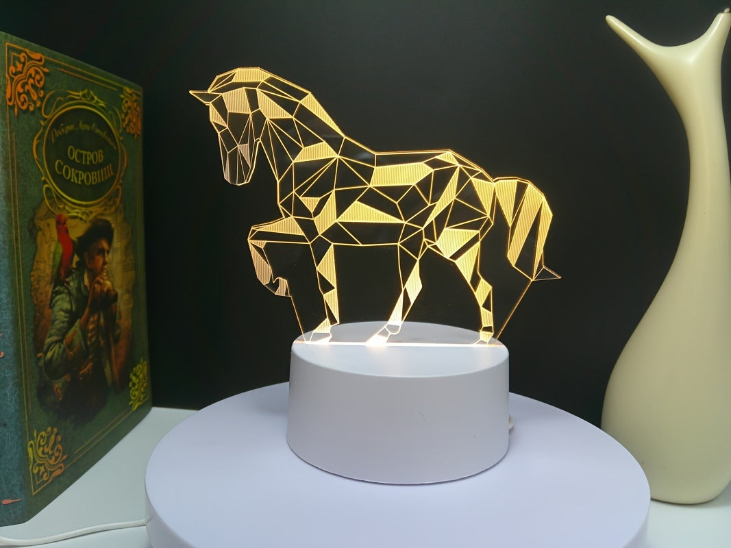 3D Night Light Horse Monochrome Warm Light USB Plug-in Without Switch