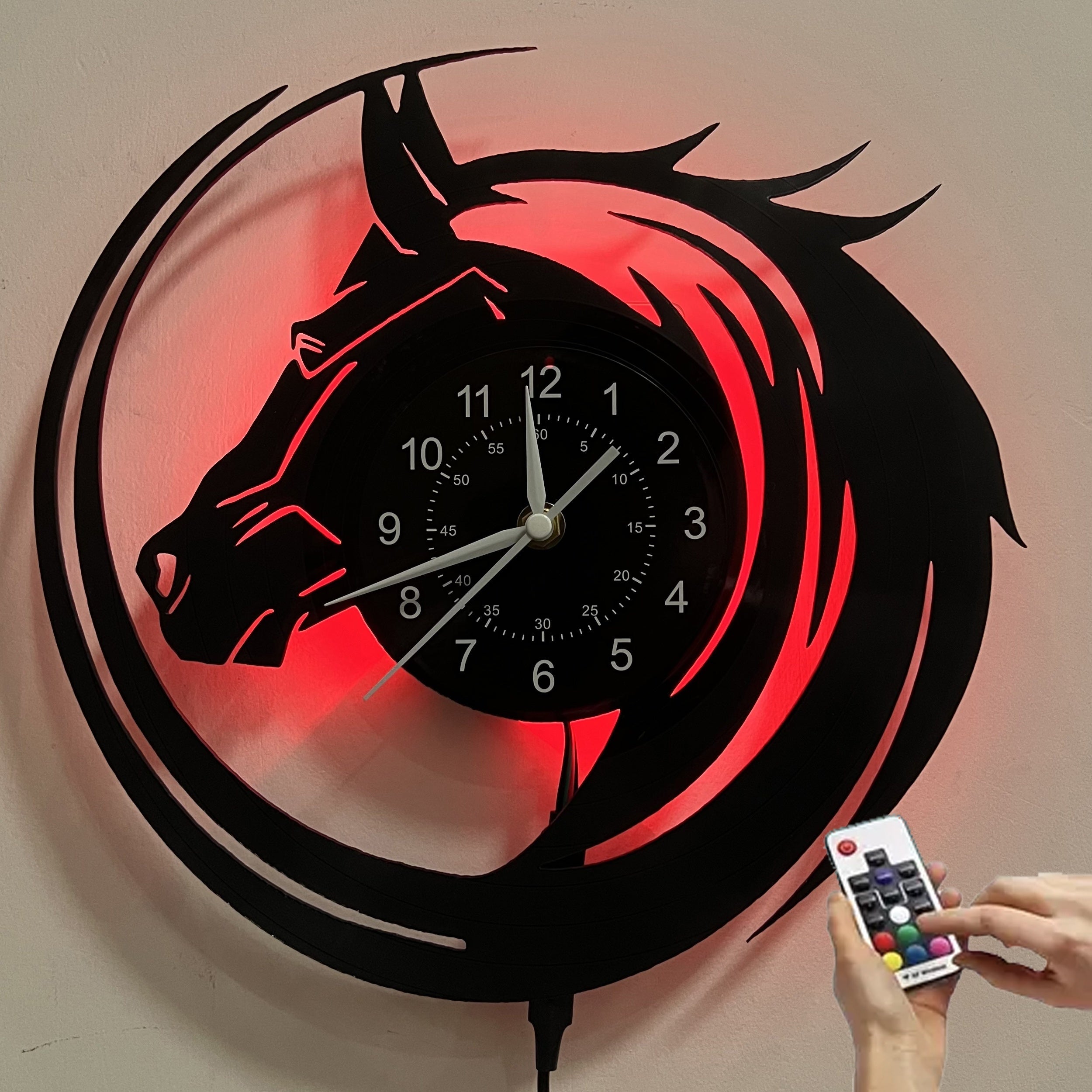 Luminous Vinyl Wall Clock Designed for Horse Enthusiasts, Perfect for Decorating Living Rooms And Bedrooms. an Ideal Gift for Birthdays And Christmas for Friends And Loved Ones. Note: Battery Not Included