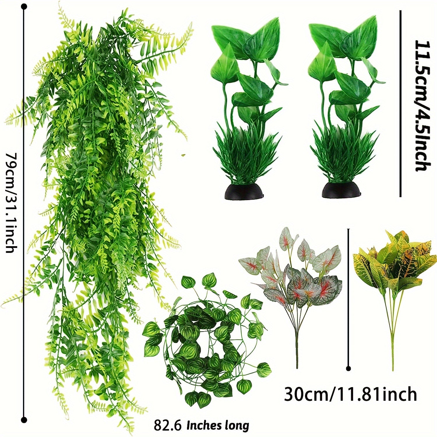 12pcs Fake Reptile Plants, Terrarium Hanging Artificial Leaves, Leopard Gecko Tank Accessories, Terrarium Decorations For Bearded Dragon Lizard Snake Geckos Chameleon