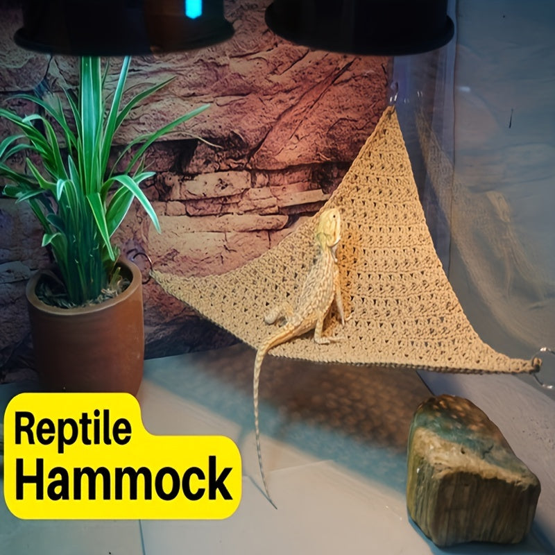 Crawling Pet Handmade Cotton Rope Mesh Climbing Net Hammock, Suspension Bridge Toy Suitable For Bearded Dragon Lizard