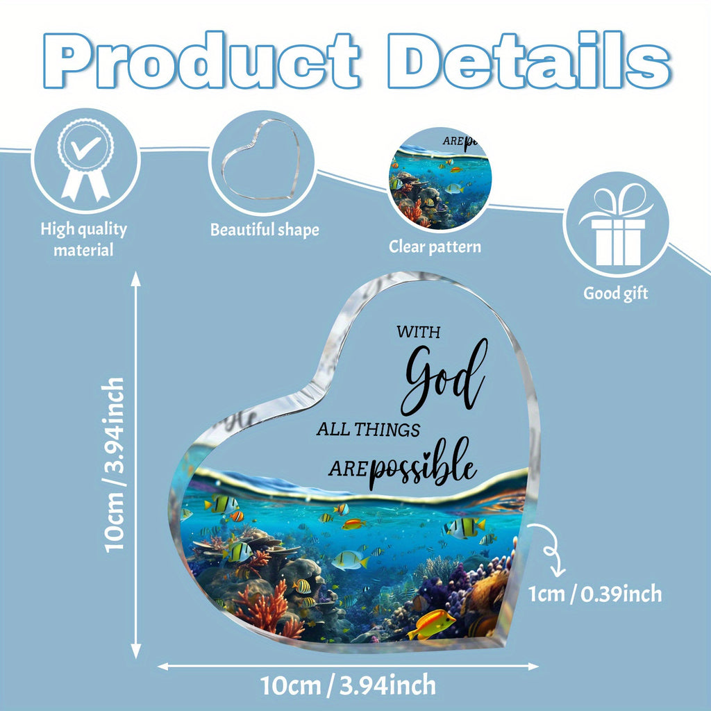 1pc, Sea Turtles, With god All Things are possible birthday Gifts, Exchange Gifts, bedroom, Kitchen, Living Room, Office, Acrylic Desktop Decoration, Unique Gift