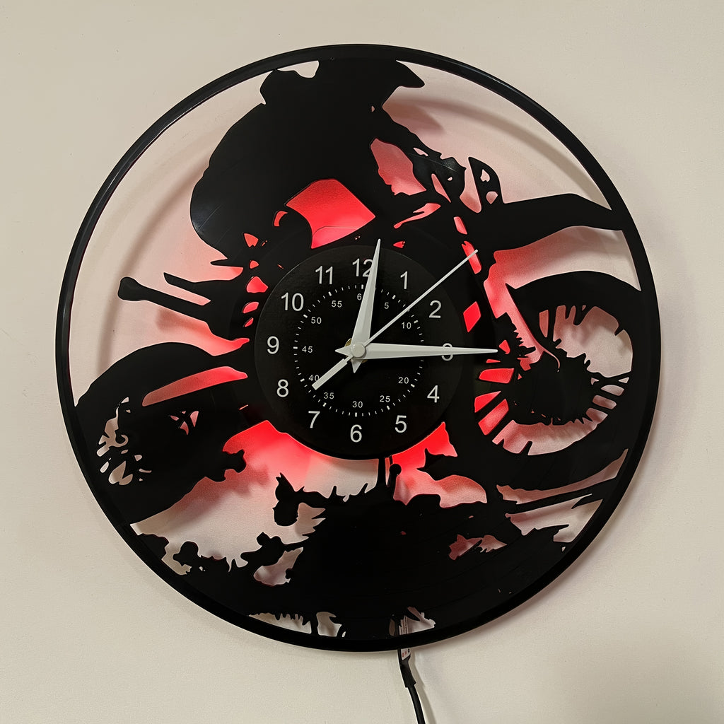 [Unique Vinyl LED Clock] Unique Luminous Vinyl LED Wall Clock | Handmade Running Horse Design Home Wall Art Decor for Living Room, Bedroom, Office, Garage, Kitchen | Original Gift for Birthday, Mothers Day, Spring Season, Gra