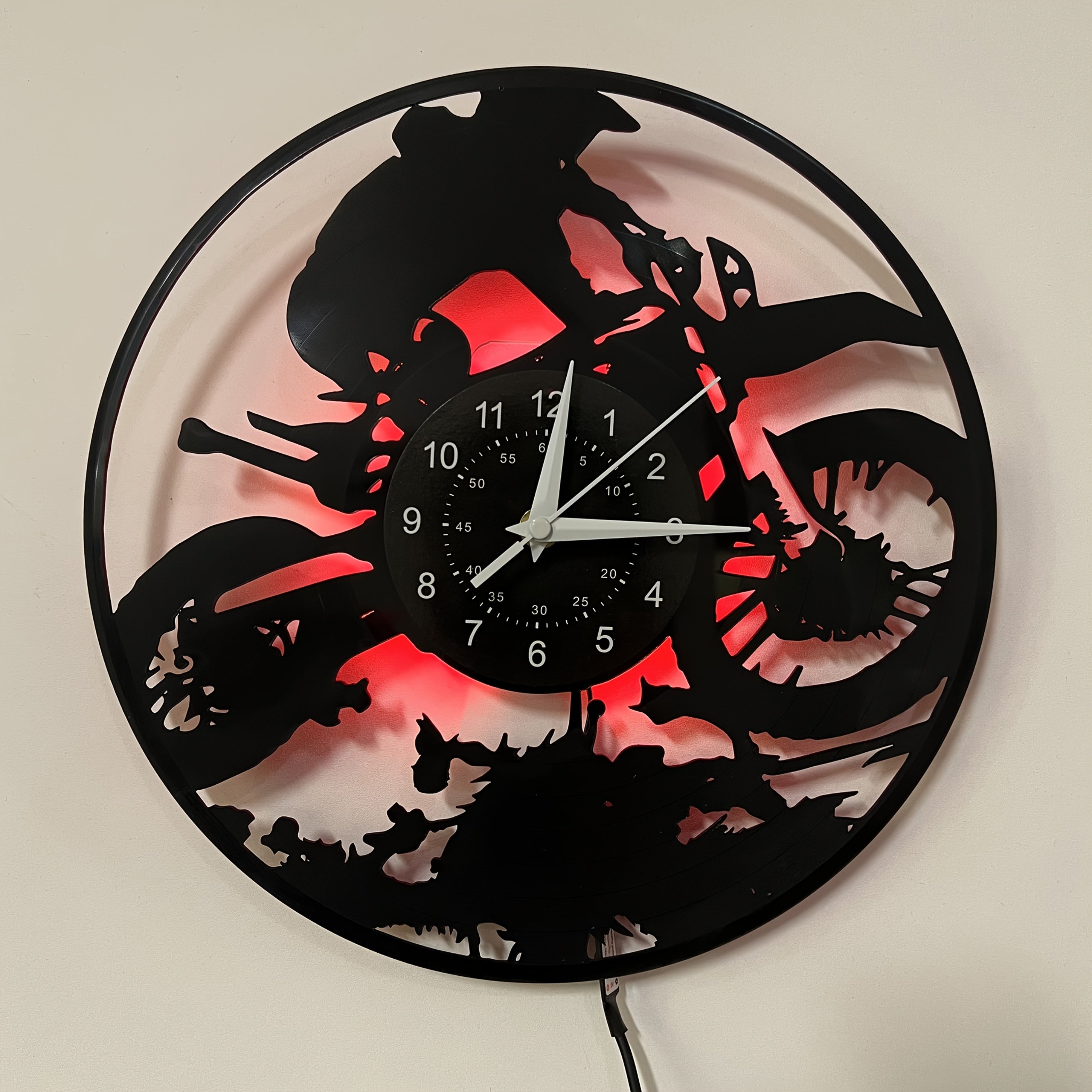 [Unique Vinyl LED Clock] Unique Luminous Vinyl LED Wall Clock | Handmade Running Horse Design Home Wall Art Decor for Living Room, Bedroom, Office, Garage, Kitchen | Original Gift for Birthday, Mothers Day, Spring Season, Gra