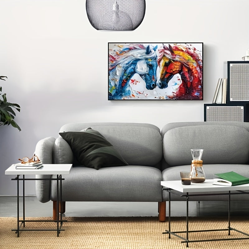 Vibrant Abstract Horse Canvas Art - Modern Oil Painting Style, Perfect For Living Room, Bedroom, Dining Decor - High-Definition Print, Large 39.37X23.62 Inches