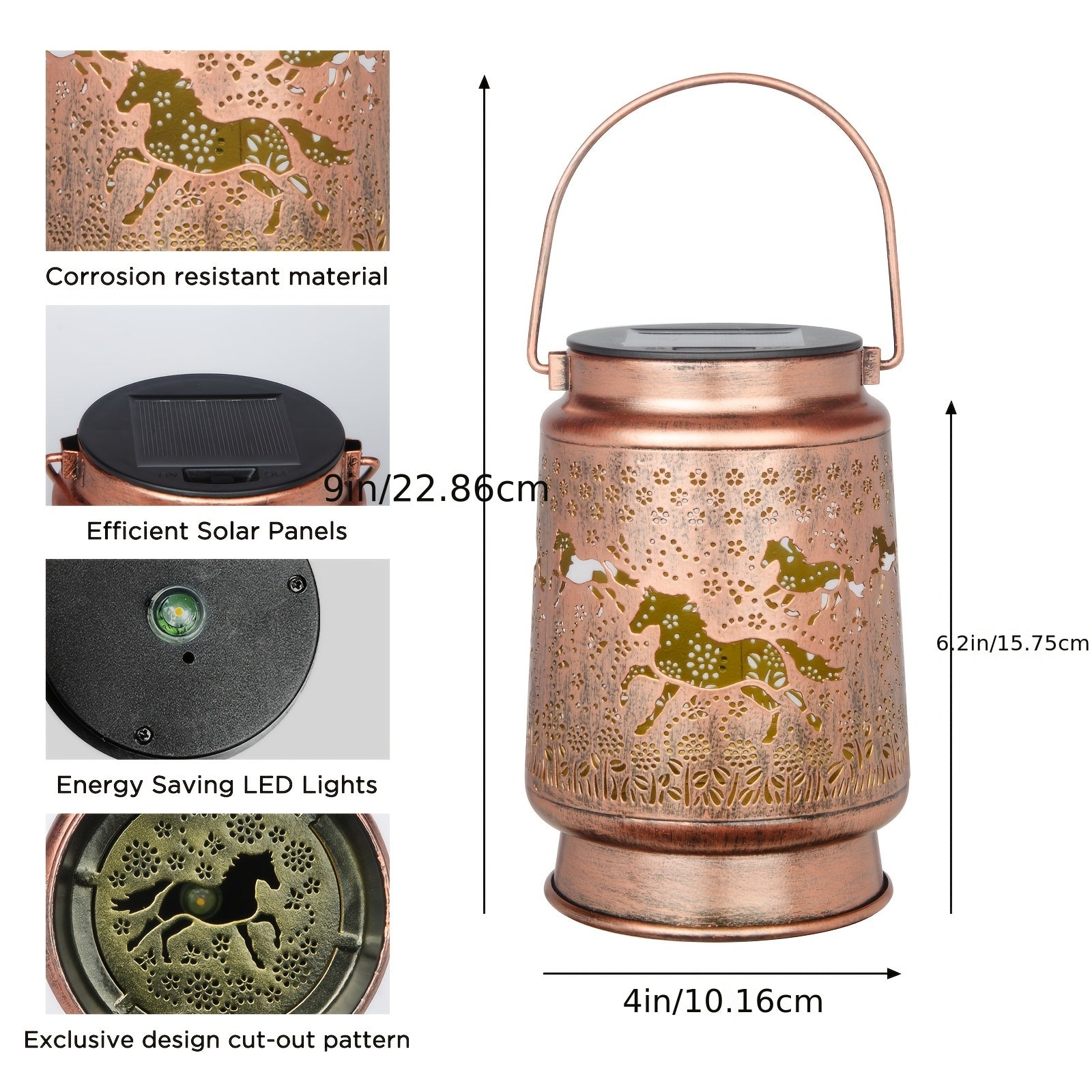 Horse Solar Lanterns Outdoor Horse Gifts For Women Mom Grandma, Horse Lovers Gifts, Birthaday Christmas Gifts For Mom Metal Decorative Lanterns For Yard Patio Lawn Solar Garden Decor