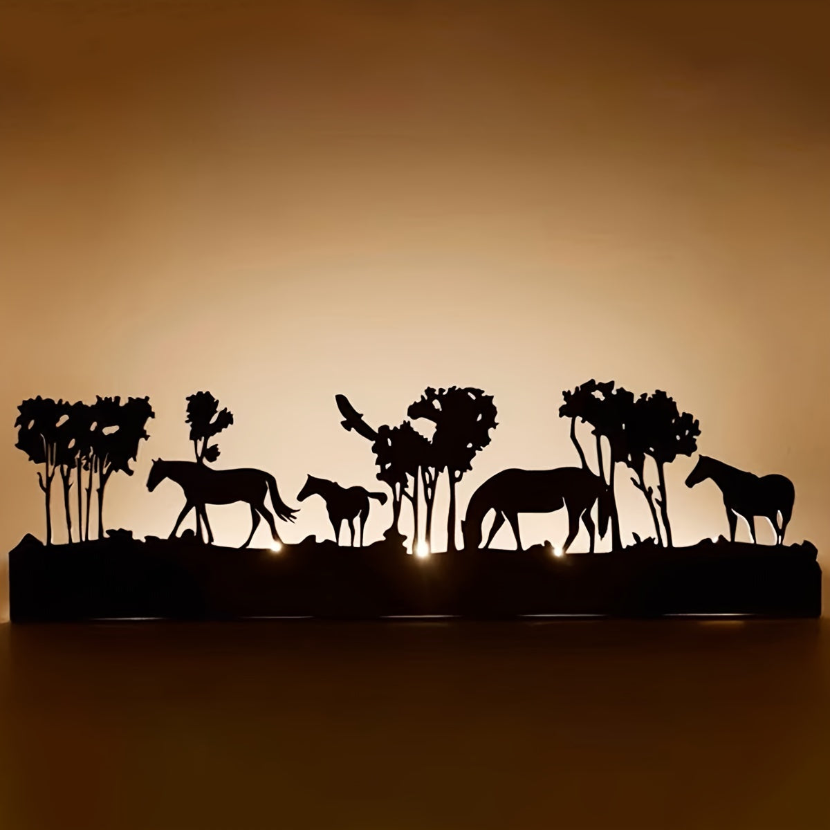 1 Christmas Candle Holders, Christmas Holiday Decorations, Metal Horse Herd Silhouette Iron Painting Candle Holders (Candles Not Included), Christmas Home Bar Party Tabletop Decorations, Gifts for Kids and Friends, Room Decor