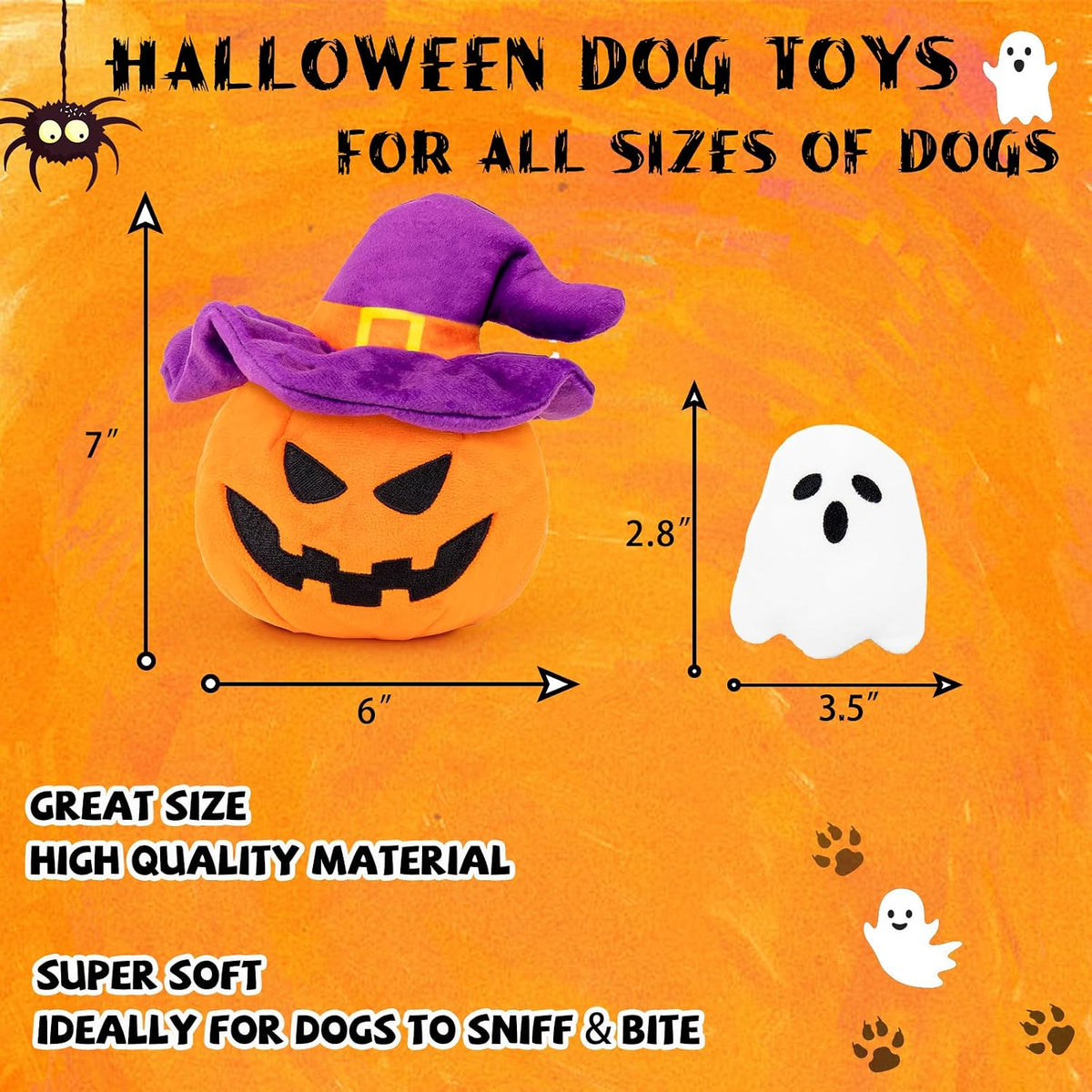 Halloween Dog Toys, Pumpkin Ghost Hide & Seek Squeaky Toy