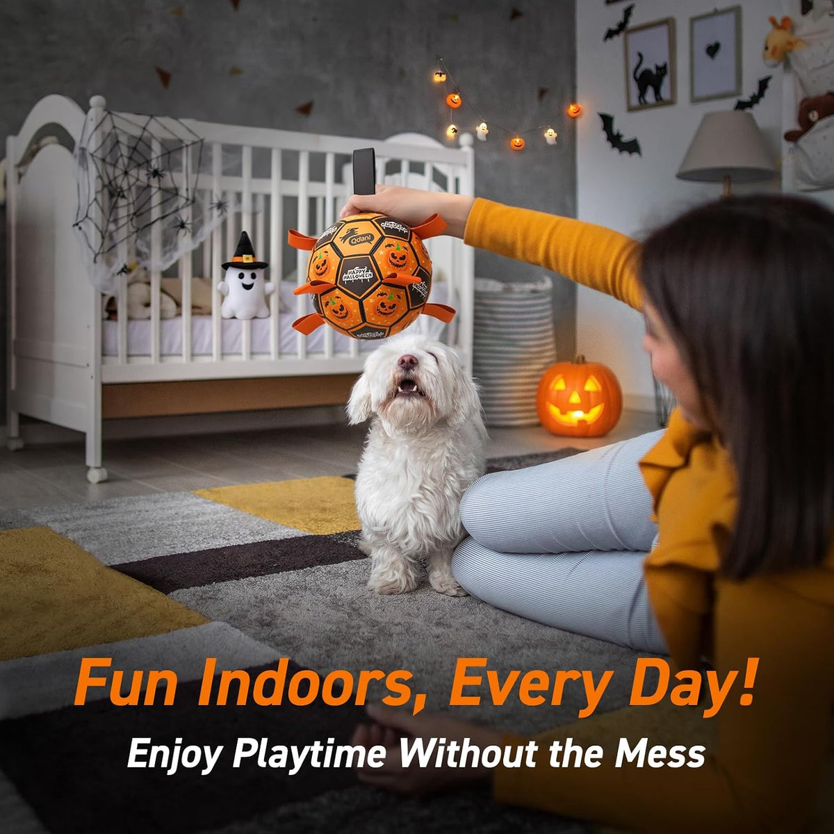 Halloween Dog Toys, Soccer Balls with Straps, 6 Inch Interactive Toys