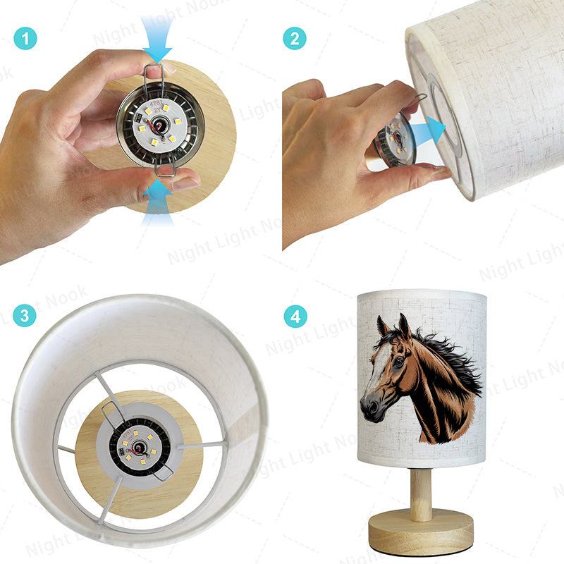 1pc Horse Head LED Fabric Table Lamp, USB Bedside Lamp, Bedroom Lamp And Dormitory LED Lighting Fixture, Office Decorative Lamp with Fabric Lampshade, Night Light for Room And Living Room Decoration