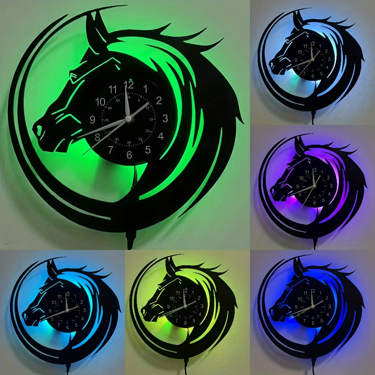 Luminous Vinyl Wall Clock Designed for Horse Enthusiasts, Perfect for Decorating Living Rooms And Bedrooms. an Ideal Gift for Birthdays And Christmas for Friends And Loved Ones. Note: Battery Not Included