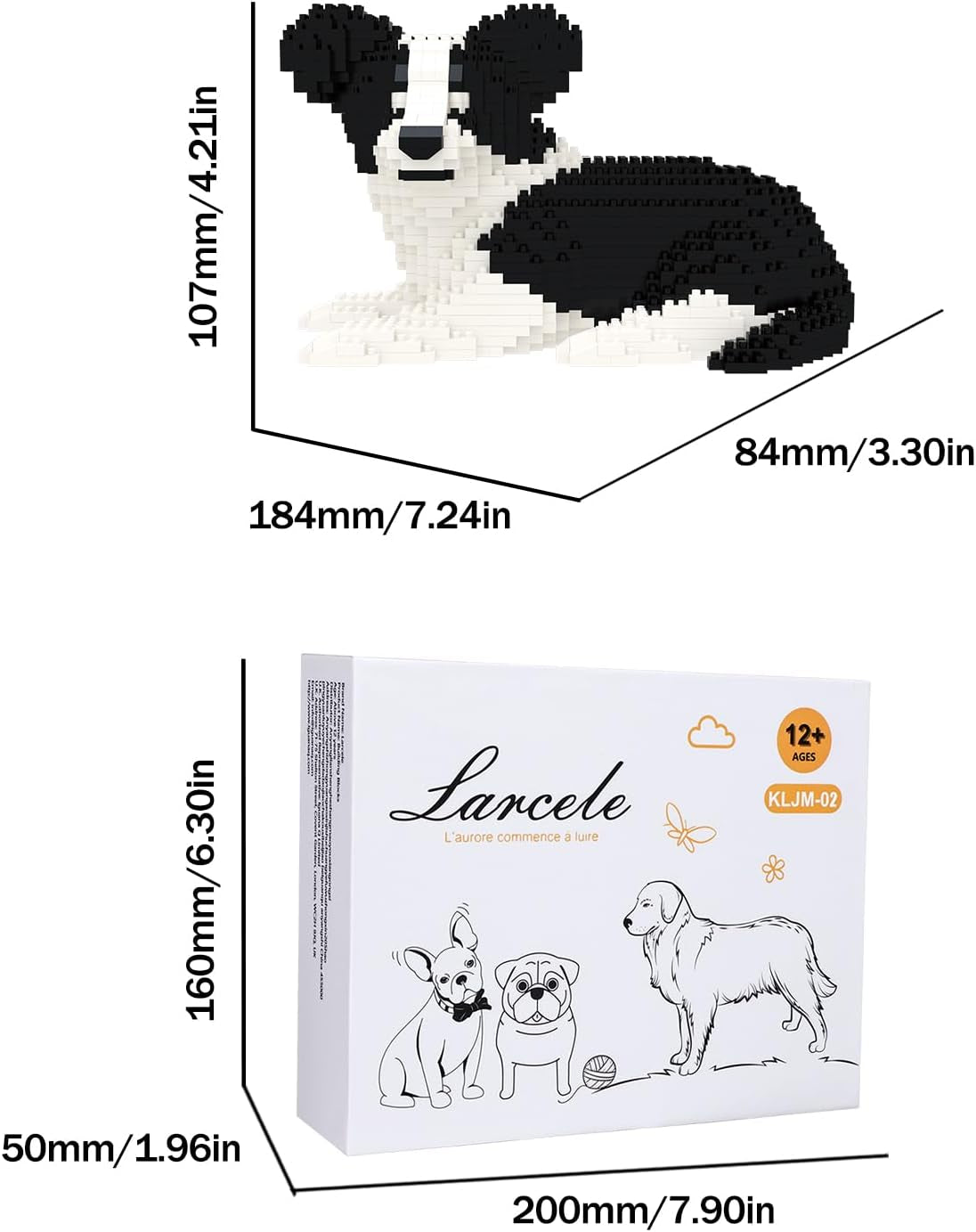 918 Pcs Border Collie 2 Dog Micro Blocks Set for Kids 8+ KLJM-02