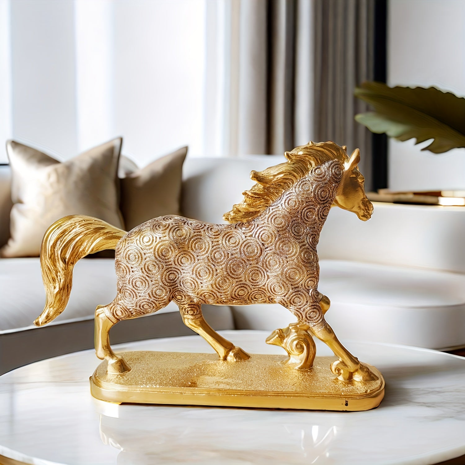 Elegant Zodiac Horse Statue - Resin Craft For Office, Living Room, Or Wine Cabinet Decor