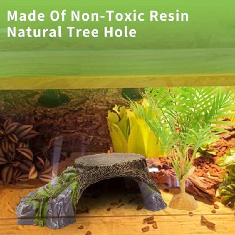 Extra Large Reptile Hideout Cave - Heavy-Duty Non-Toxic Shelter for Bearded Dragons, Leopard Geckos, Turtles, Snakes, Frogs - Realistic Rock or Tree stump design, Easy-Clean Habitat Decoration for Terrariums & Aquariums - Lar