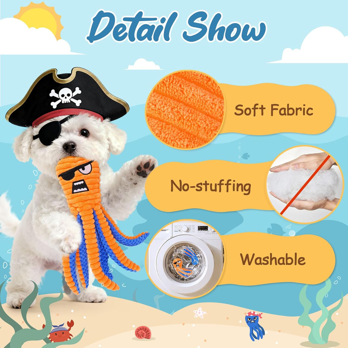 Interactive Dog Toys, 2 Pack No Stuffing Chew Toys for Teething