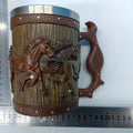 Viking Style Stainless Steel Mug with Horse Relief Design - Perfect for Christmas, Halloween, and Easter Celebrations