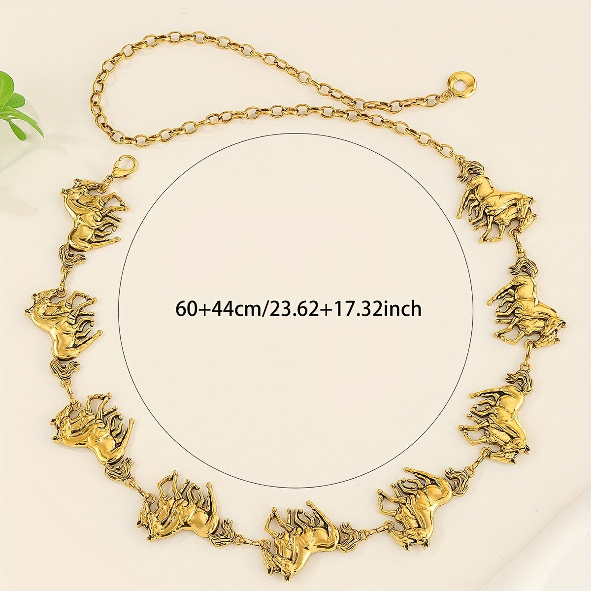 1pc Women's Metal Good Luck Double Horse Adjustable Western Cowboy Belt, Perfect for Summer Parties and Photo Shoots, Ideal Gift