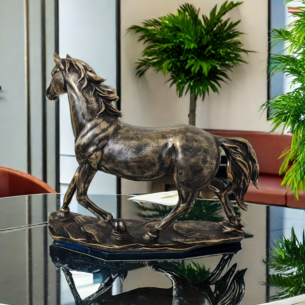 Elegant Resin Horse Figurine - Versatile Tabletop Decor For Home, Office, And Gifts