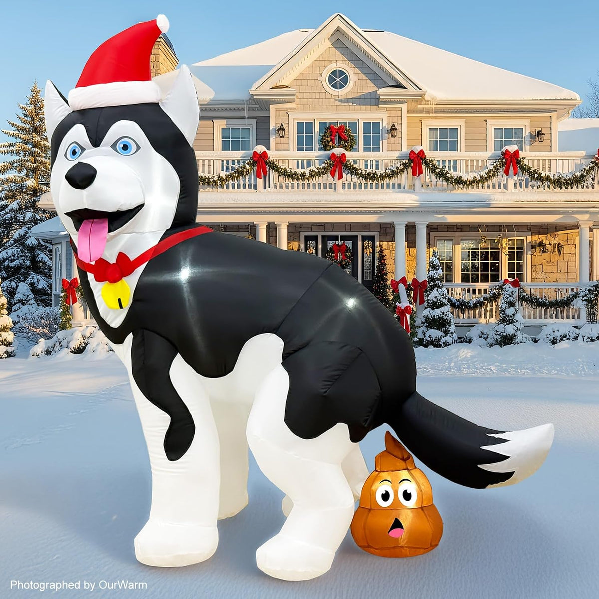 5FT Inflatable Husky Christmas Decoration for Outdoor Use