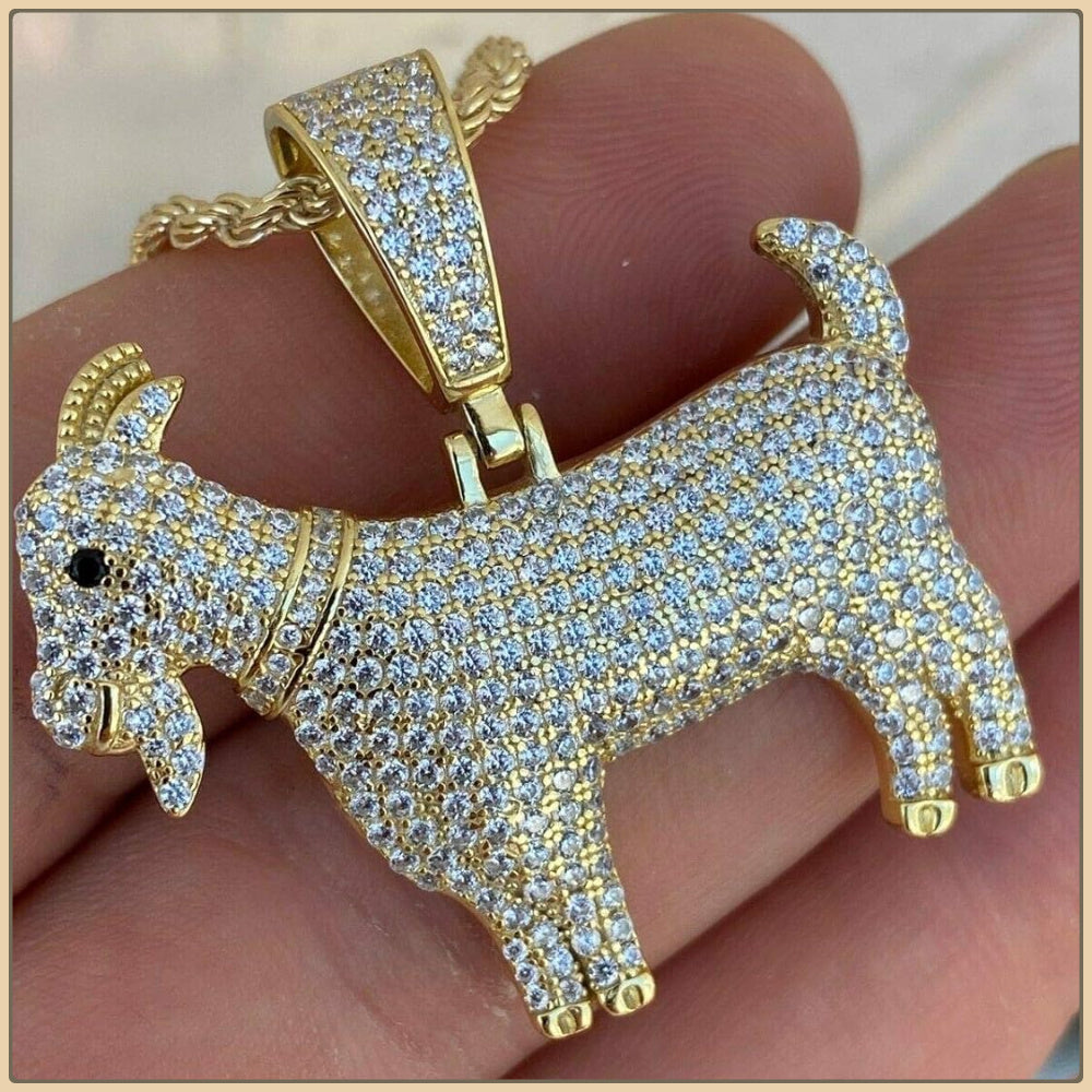 925 Silvery Inlaid Moissanite Jewelry Men Hip-hop Goat Pendant Suitable for Any Necklace, Classic and Versatile Holiday Gift, Teen Girls Trend Stuff, The Best Gift for Classmates and Friends to Wear Daily, Unusual Jewelry