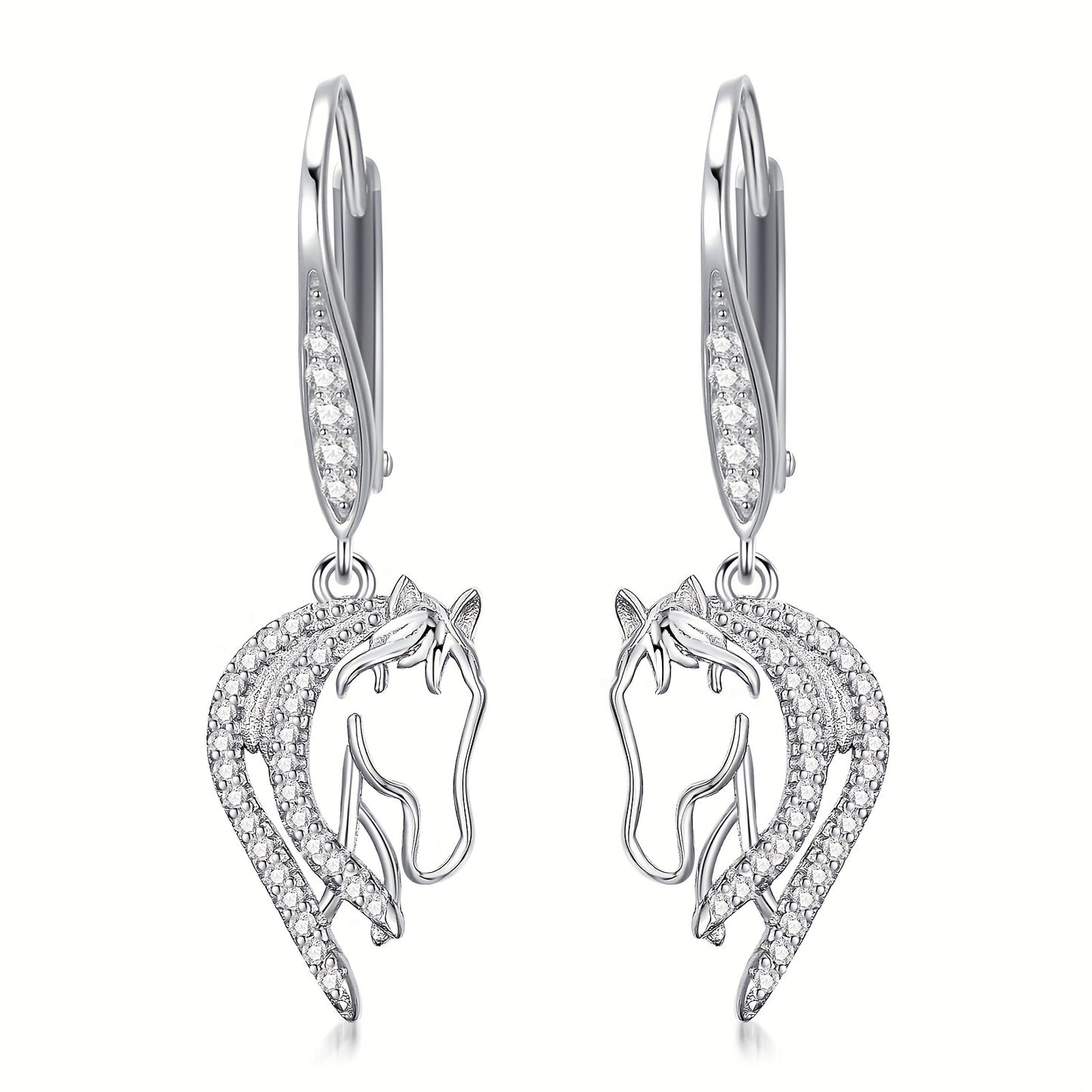 Horse Earrings 925 Sterling Silver Horse Leverback Dangle Drop Earrings Horse Jewelry Gifts for Women Horse Lover