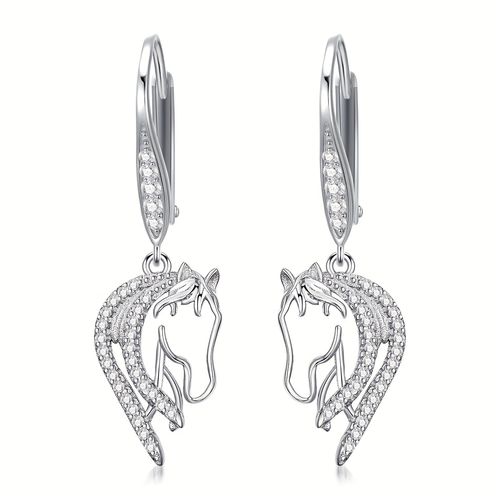 Horse Earrings 925 Sterling Silver Horse Leverback Dangle Drop Earrings Horse Jewelry Gifts for Women Horse Lover