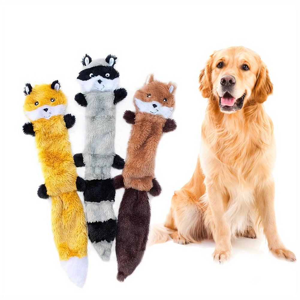1pc Squeaky Plush Dog Toy, Fox/Raccoon/Squirrel Shaped Toy Dog Chew Toy Molar Toy For Medium Dogs