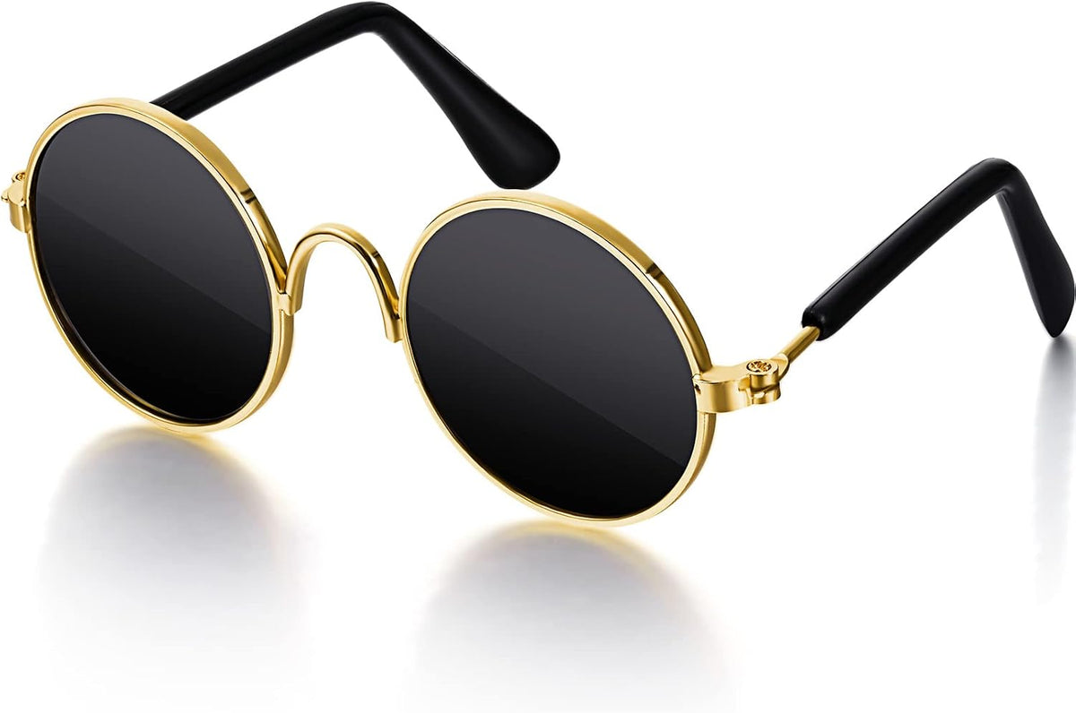 Dog Sunglasses for Small Dog Halloween, Modern Style, Gold, Black