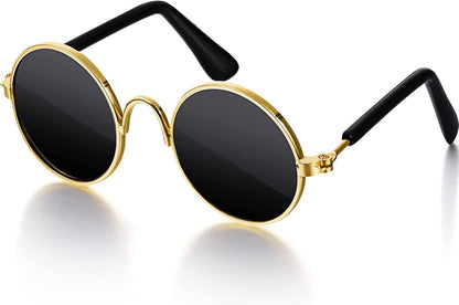 Dog Sunglasses for Small Dog Halloween, Modern Style, Gold, Black
