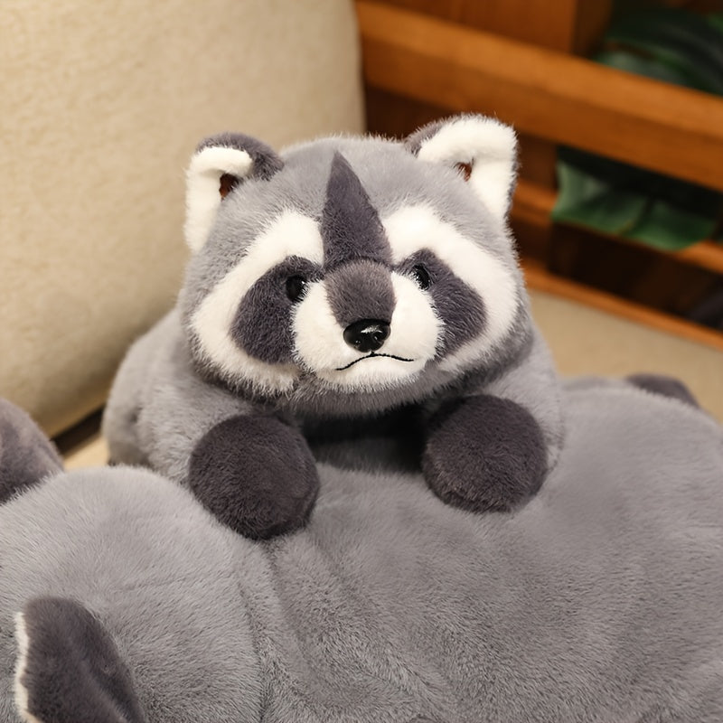 1pc Grey Raccoon Plush Doll, Soft Synthetic Stuffed Animal, Collectible Lesser Panda Plushie, Ideal for Wedding, Christmas, Halloween Decor, Room Decoration, Perfect Gift for Friends