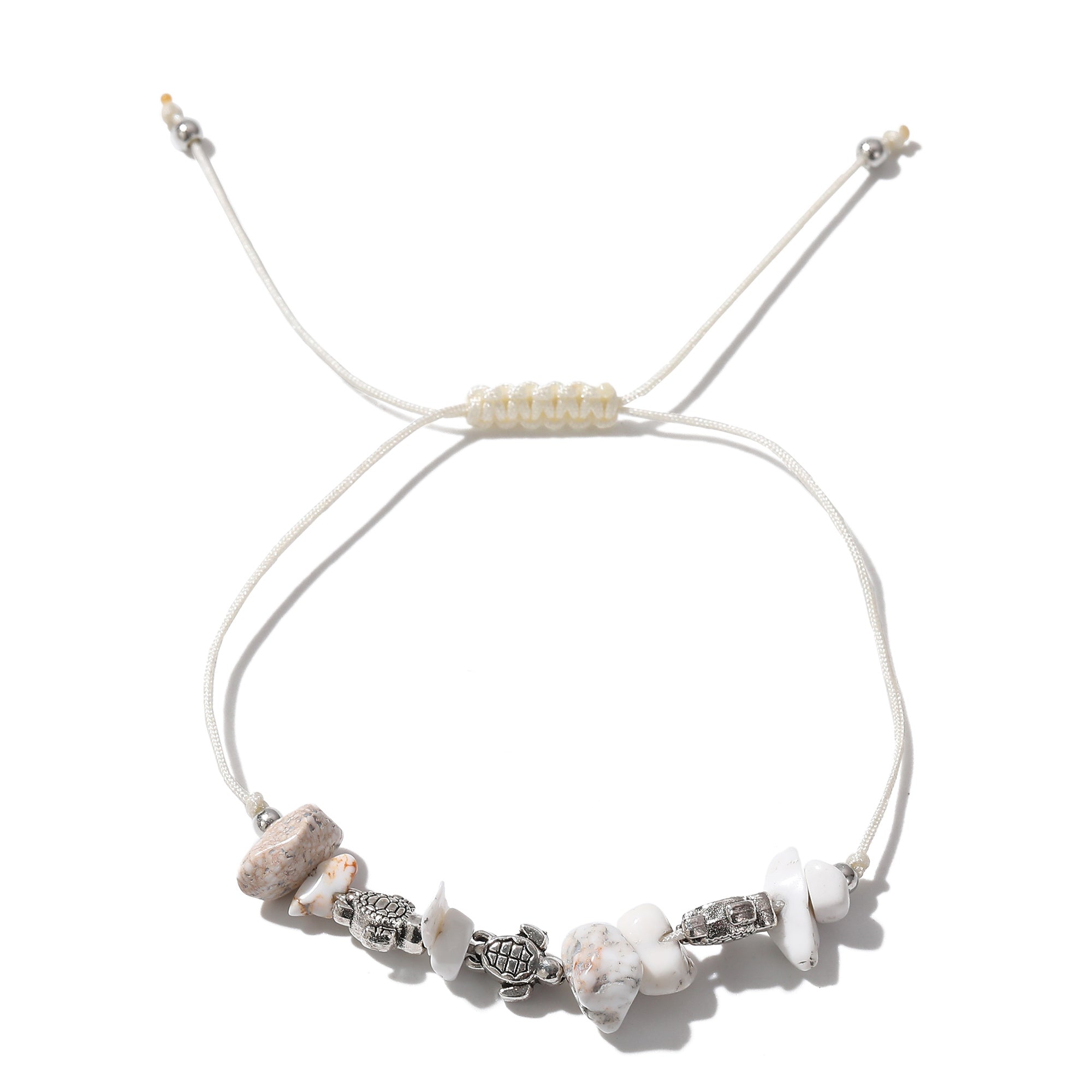 Valentine Mother’s Day Party Gift Assorted Adjustable string Bracelet with silvery small Turtles and stones