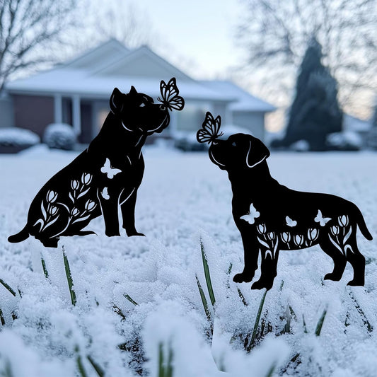Cane Corso Metal Decorative Garden Stakes for Memorial Yard Art, Lawn Ornaments, Outdoor Decor 2 PCS