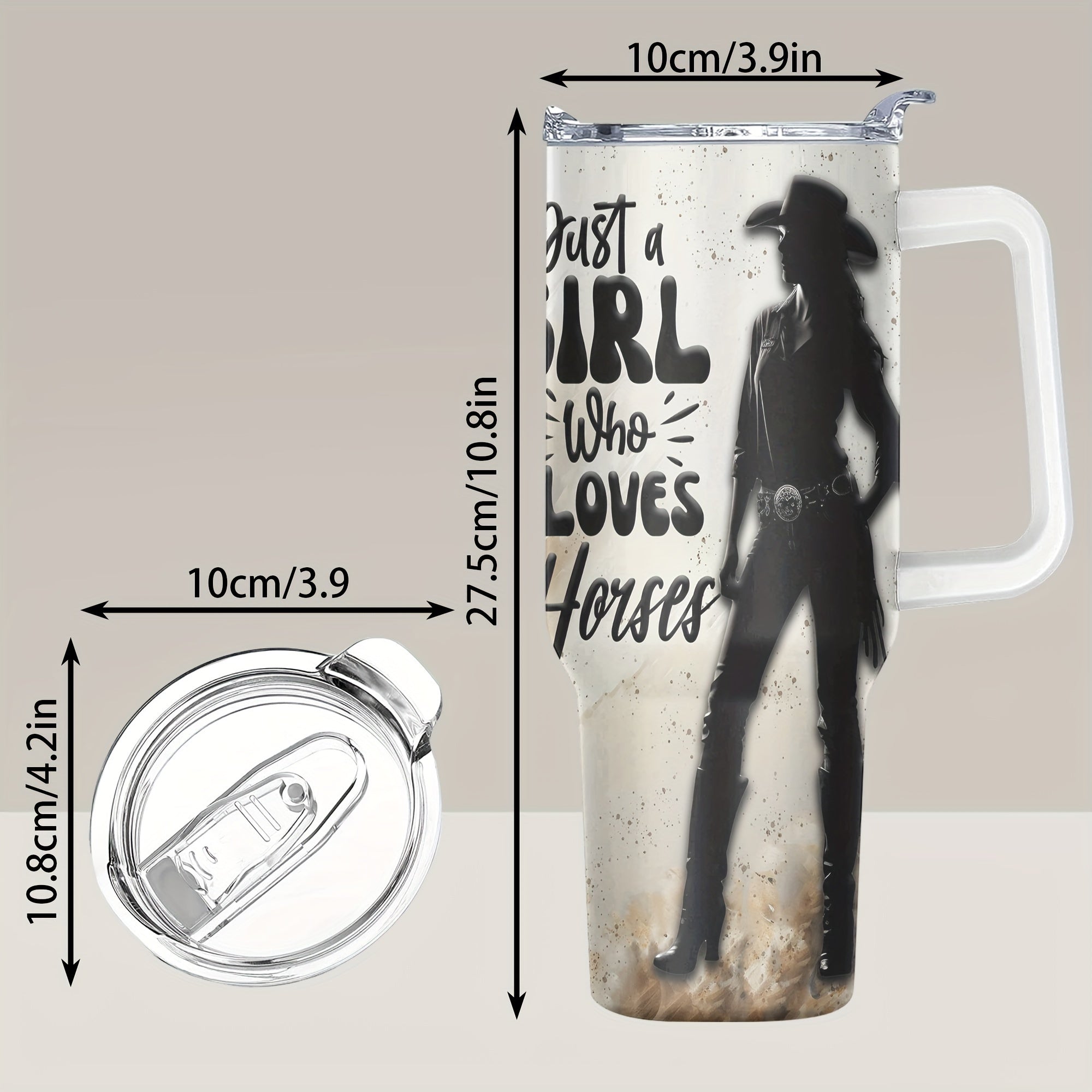 1pc, -Themed Tumbler Designed Like a Horse, 40 Ounces, Leakproof Stainless Steel Travel Mug Featuring a Handle, Lid, And Straw. This Water Bottle Is Break-Resistant And Vacuum Insulated, Ideal for Winter Beverages And Outdoor