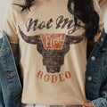 Rodeo Cow Head Print T-shirt, Casual Crew Neck Short Sleeve T-shirt, Women's Clothing