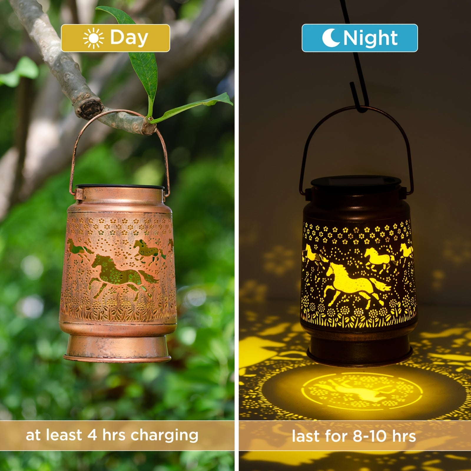 Horse Solar Lanterns Outdoor Horse Gifts For Women Mom Grandma, Horse Lovers Gifts, Birthaday Christmas Gifts For Mom Metal Decorative Lanterns For Yard Patio Lawn Solar Garden Decor