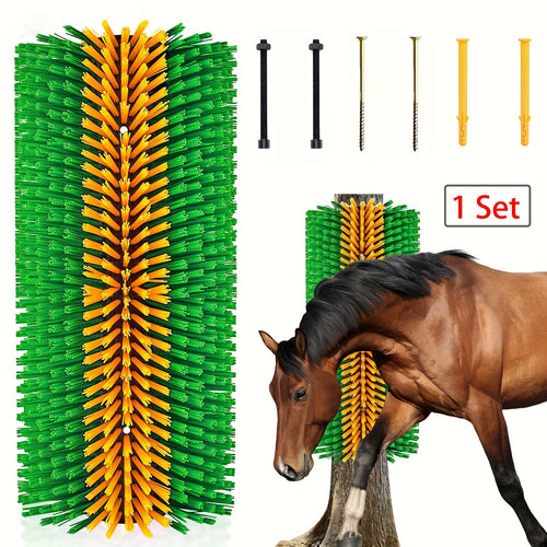 1pc Durable Livestock Scratch Brush, 19.0x8.0 inch- Ideal for Horse, Cow, Sheep Grooming- Includes Screw-On Accessories, No Batteries Required, Horse Grooming Supplies