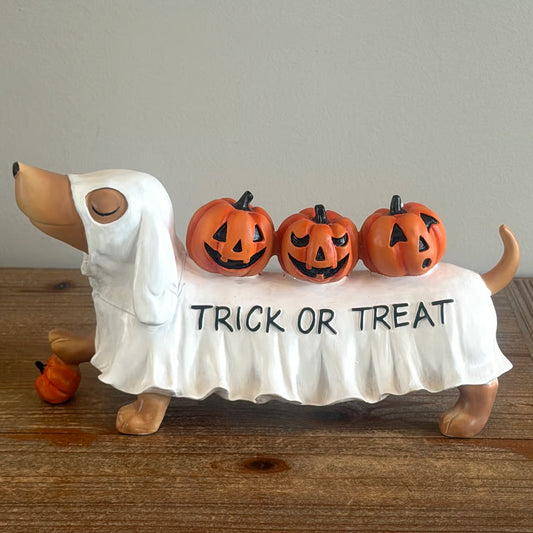 Halloween Decor: Dachshund with Jack-O'-Lantern Trick or Treat Theme