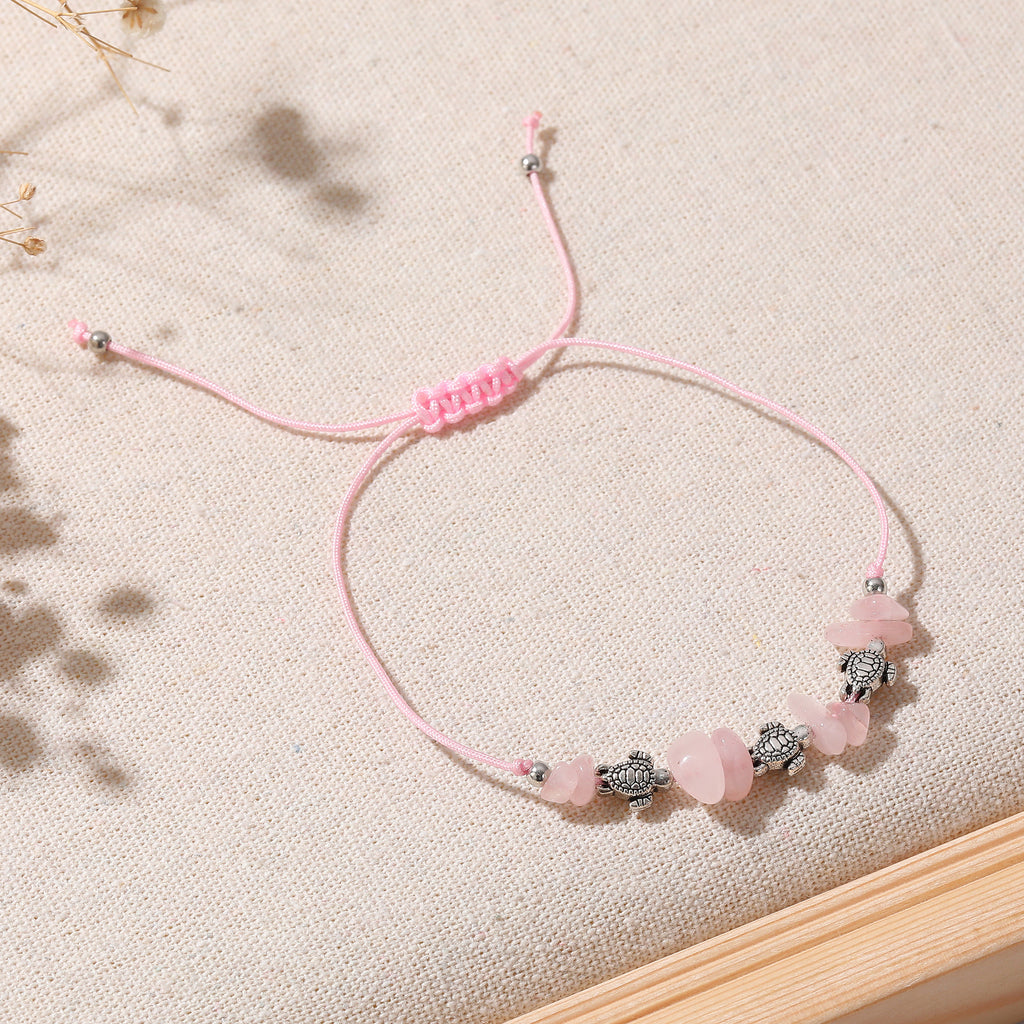 Valentine Mother’s Day Party Gift Assorted Adjustable string Bracelet with silvery small Turtles and stones