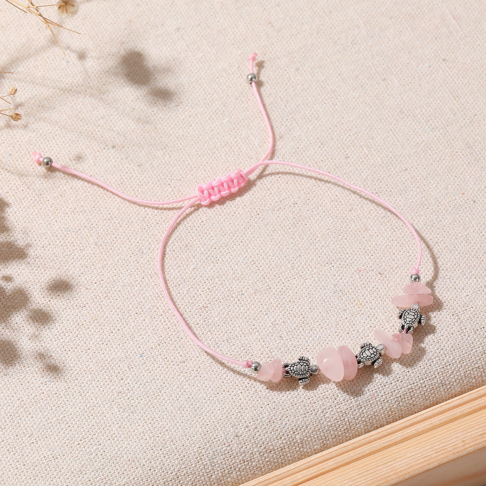 Valentine Mother’s Day Party Gift Assorted Adjustable string Bracelet with silvery small Turtles and stones
