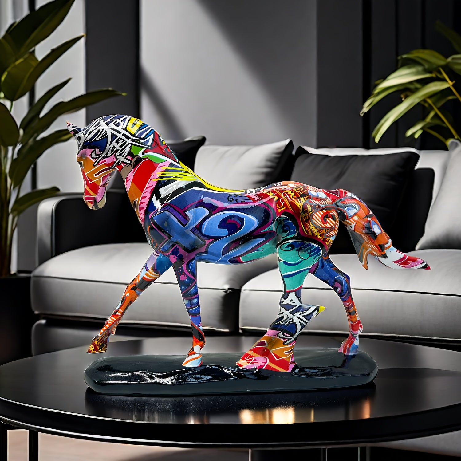 Colorful Horse to Success Sculpture - Resin Walking Horse Statue for Office, Study, Home Decor & Theme Parties - Perfect Housewarming or New Year Gift
