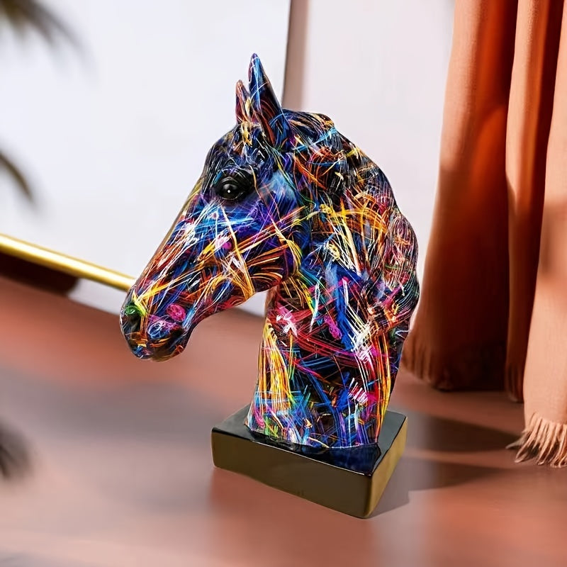Horse Head Resin Handicraft, Perfect For Success. Living Room Decoration, Wine Cabinet, Office Entrance Decoration, Opening Gift