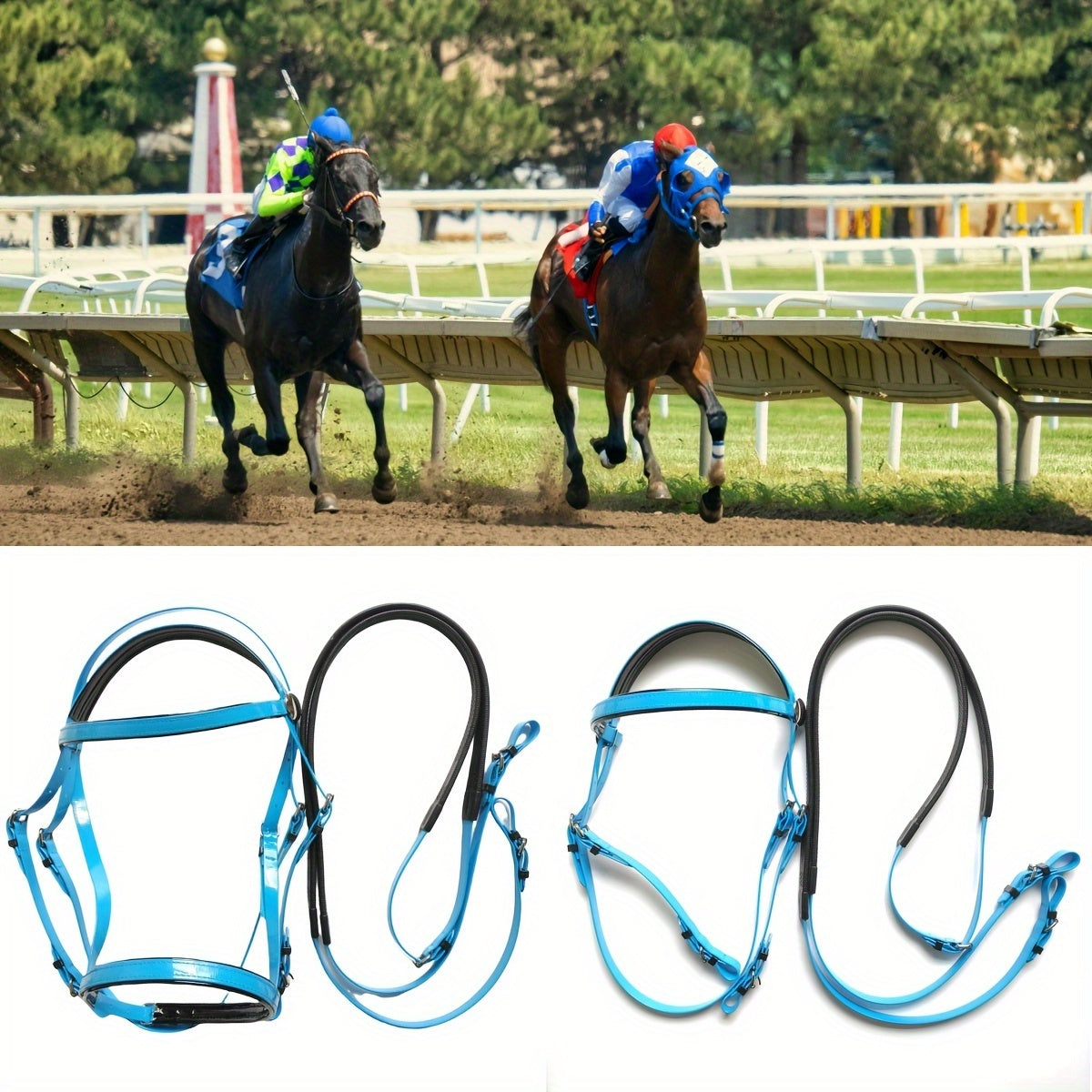 Durable TPU Equestrian Gear Set - Vibrant Colors, Sturdy Halter & Reins with Detachable Nose Cuffs for Horse Lovers