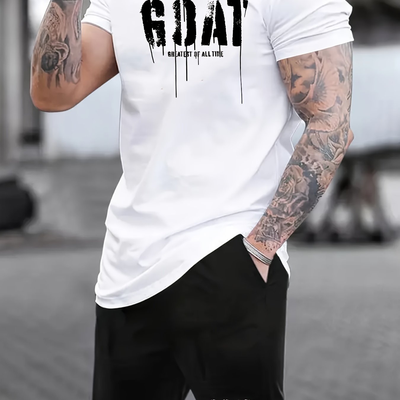 Mens Stylish Goat Print 2pcs Set - Casual Sportswear Outfit with Drawstring Shorts & Short Sleeve Top - Perfect for Spring Summer, Holidays, Leisure, Vacation, and Outdoor Fitness